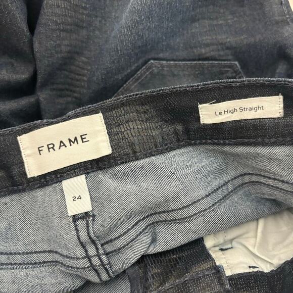 Frame Le High Straight Jeans Lizard Coated Size 24 - Picture 7 of 7